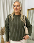 Diamante Stripe Knitted Jumper