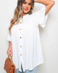 Button Down Pleated Frill Tops - Toi ‘n’ Moi Ltd