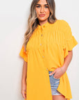 Button Down Pleated Frill Tops - Toi ‘n’ Moi Ltd