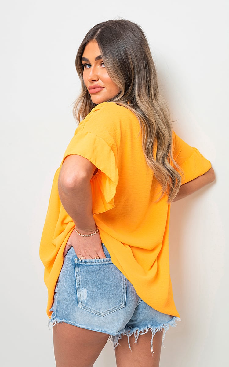 Button Down Pleated Frill Tops - Toi ‘n’ Moi Ltd