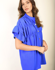 Button Down Pleated Frill Tops - Toi ‘n’ Moi Ltd