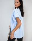 Button Down Pleated Frill Tops - Toi ‘n’ Moi Ltd