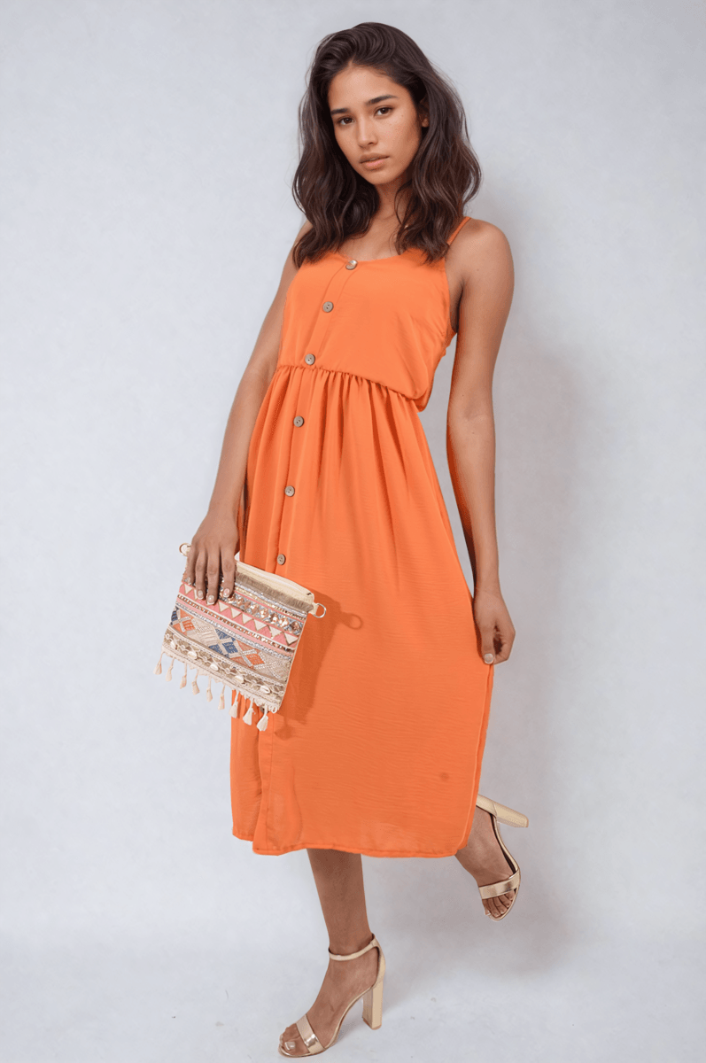 Button Front Strappy Midi Dress - Toi ‘n’ Moi Ltd