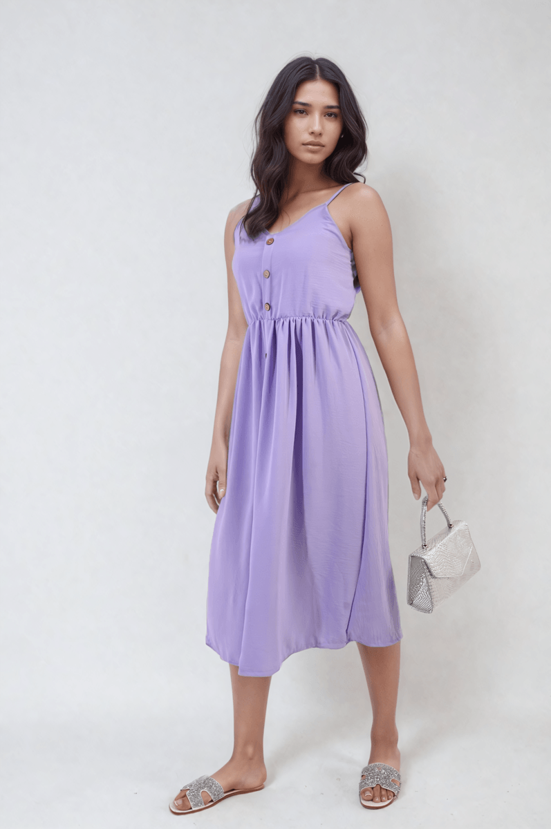 Button Front Strappy Midi Dress - Toi ‘n’ Moi Ltd