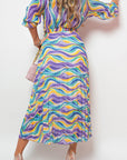 Long Sleeve Printed Maxi Dress with Belt Detail