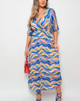 Long Sleeve Printed Maxi Dress with Belt Detail