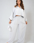 Oversized Long Sleeve Crop Top and Wide Leg Trouser Co-ord Set