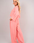 Oversized Long Sleeve Crop Top and Wide Leg Trouser Co-ord Set