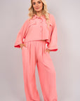 Oversized Long Sleeve Crop Top and Wide Leg Trouser Co-ord Set