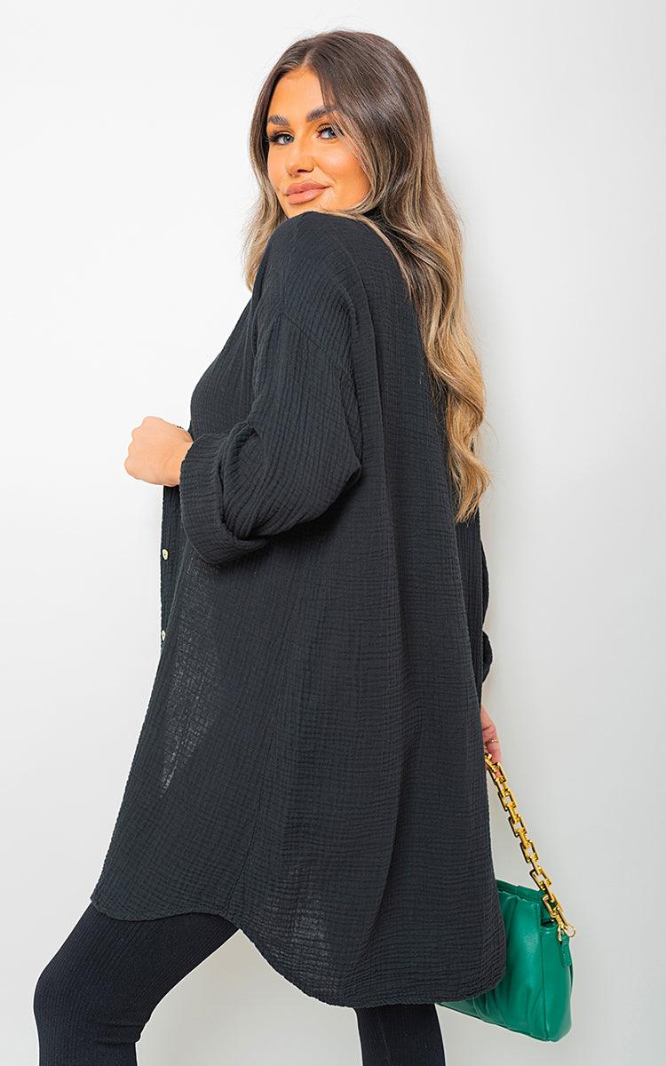 Button Down Long Sleeve Oversized Shirt - Toi ‘n’ Moi Ltd
