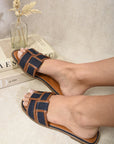 Open Toe Two Tone Flat Sandals