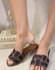 Open Toe Two Tone Flat Sandals