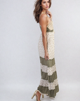 Tiered Crochet Strappy Maxi Dress