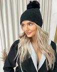 Chunky Knit Fur Pom Beanie Hat - Toi ‘n’ Moi Ltd