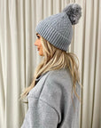 Chunky Knit Fur Pom Beanie Hat - Toi ‘n’ Moi Ltd