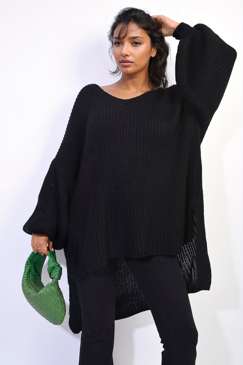 Oversized Long Back Knitted Mini Dress