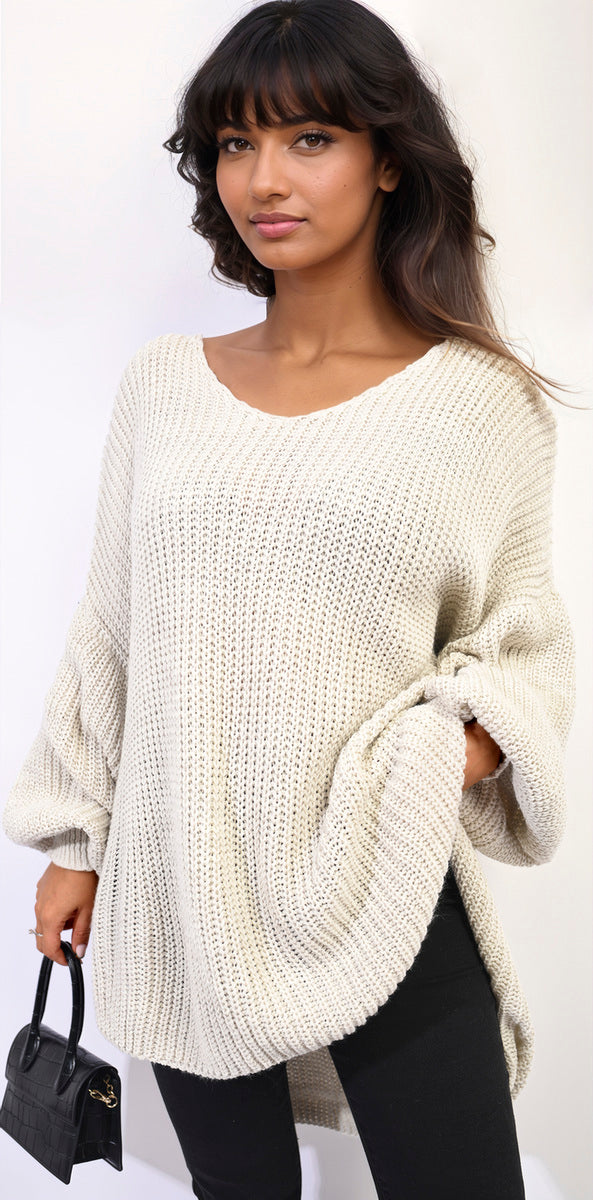 Oversized Long Back Knitted Mini Dress