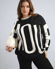 Amour Graphic Long Sleeve Knitted Jumper - Toi ‘n’ Moi Ltd