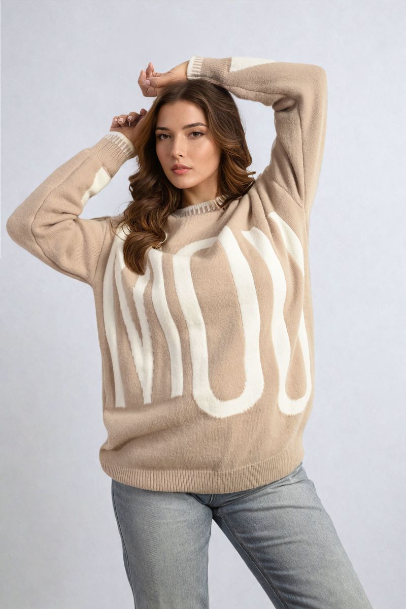 Amour Graphic Long Sleeve Knitted Jumper - Toi ‘n’ Moi Ltd