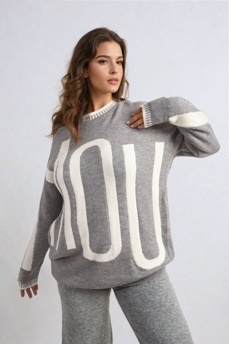 Amour Graphic Long Sleeve Knitted Jumper - Toi ‘n’ Moi Ltd