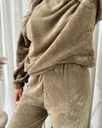 Velvet Long Sleeve Loose Top and Jogger Loungewear Co-ord Set