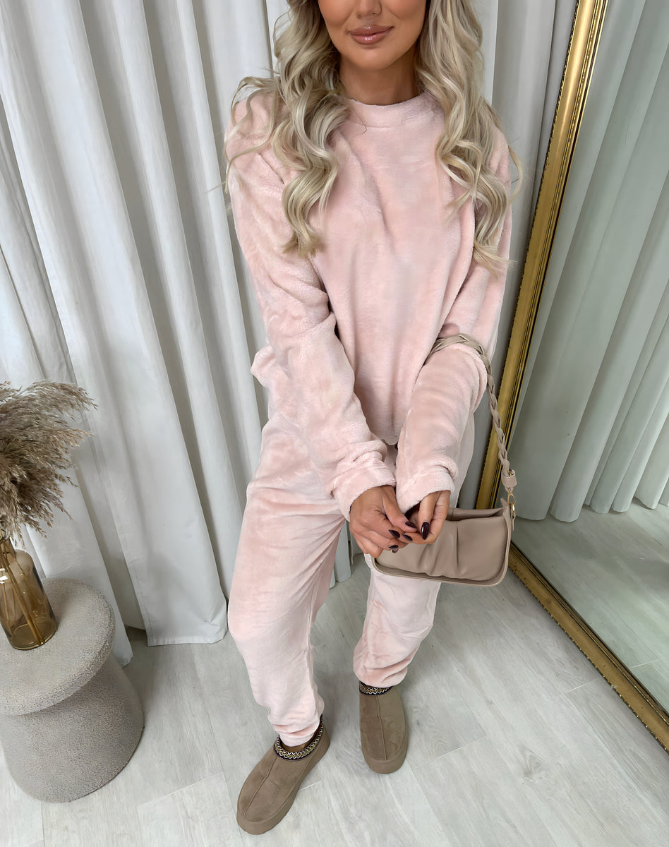 Velvet Long Sleeve Loose Top and Jogger Loungewear Co-ord Set