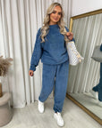 Velvet Long Sleeve Loose Top and Jogger Loungewear Co-ord Set