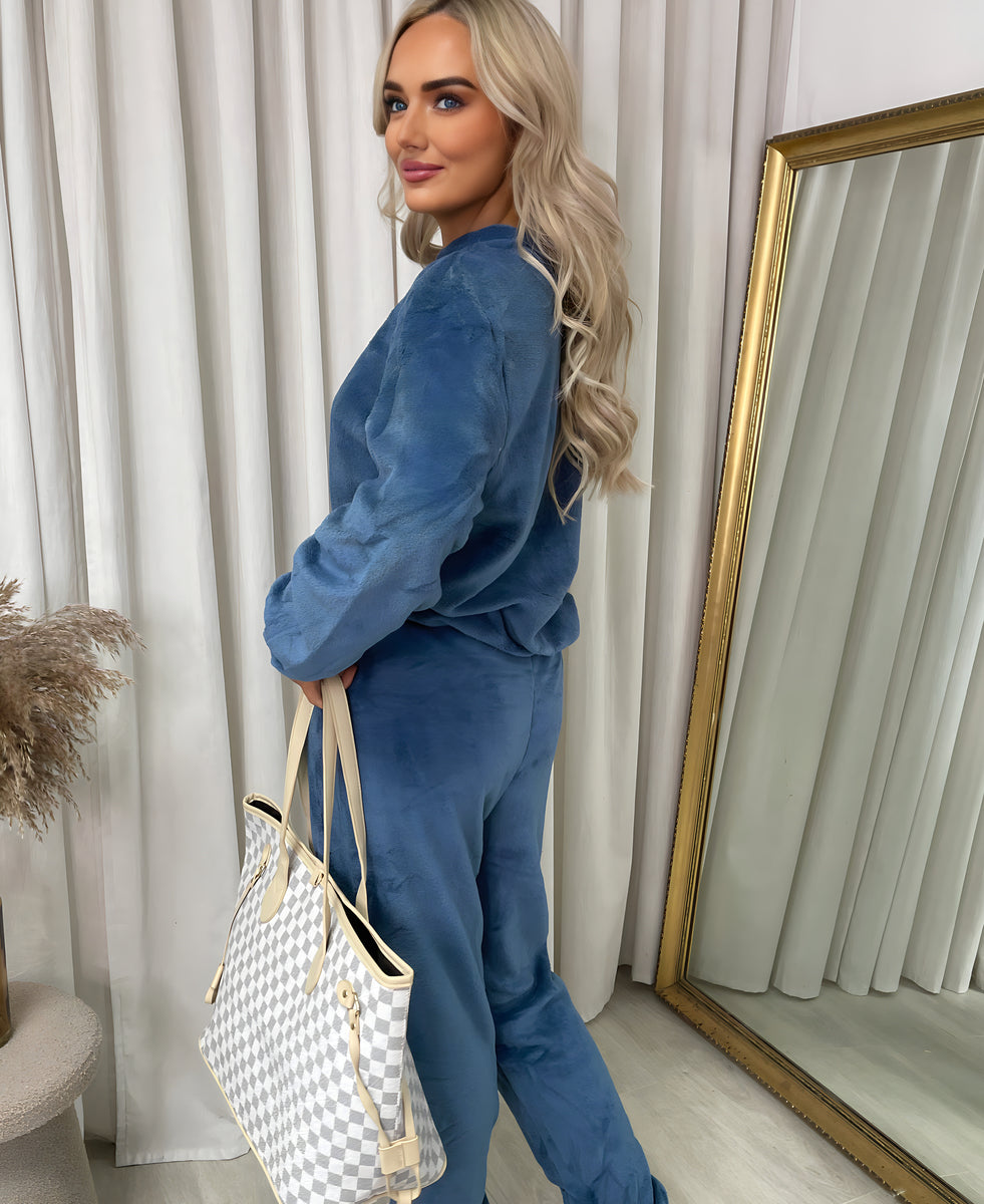 Velvet Long Sleeve Loose Top and Jogger Loungewear Co-ord Set