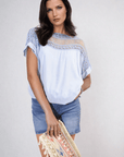 Lace Insert Round Neck Hollow Top - Toi ‘n’ Moi Ltd
