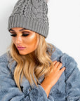 Faux Fur Lined Pom Pom Hat