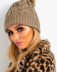 Faux Fur Lined Pom Pom Hat