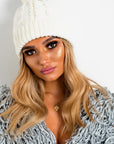 Faux Fur Lined Pom Pom Hat