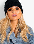 Faux Fur Lined Pom Pom Hat