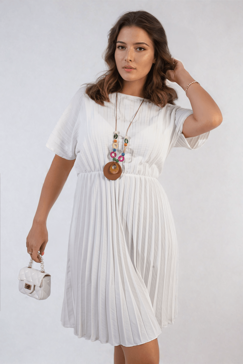 Short Sleeve Pleated Midi Dress - Toi ‘n’ Moi Ltd