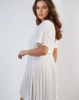 Short Sleeve Pleated Midi Dress