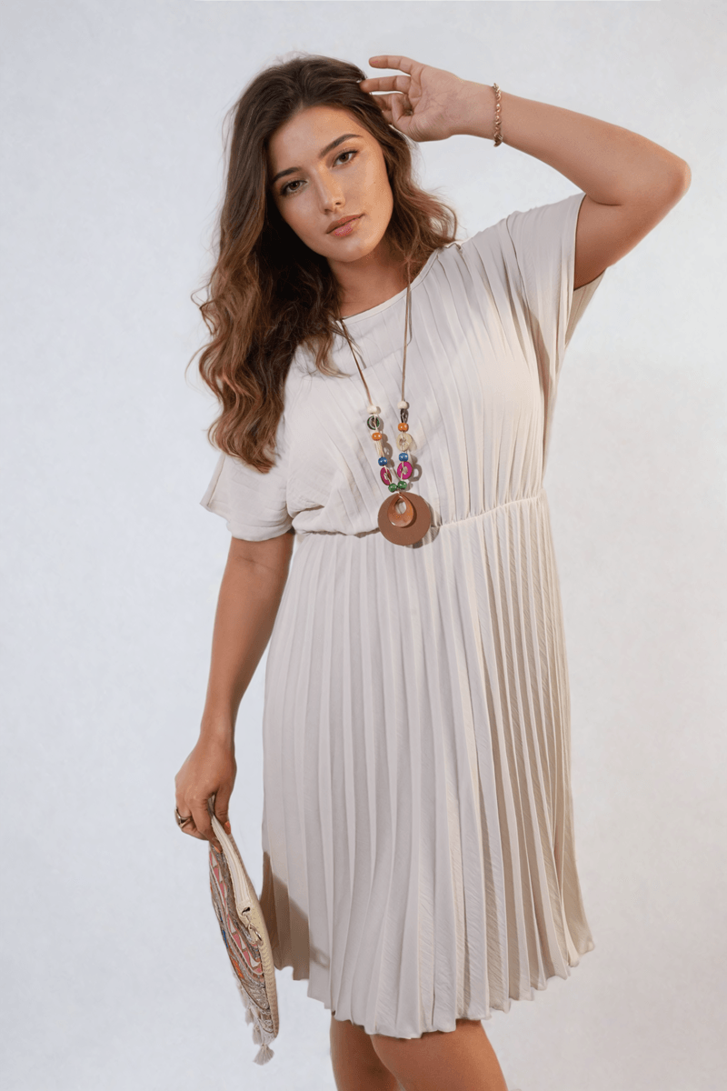 Short Sleeve Pleated Midi Dress - Toi ‘n’ Moi Ltd