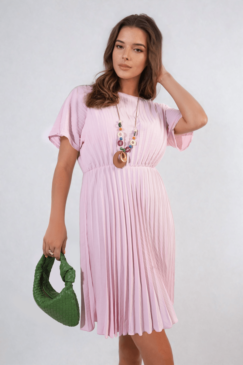 Short Sleeve Pleated Midi Dress - Toi ‘n’ Moi Ltd