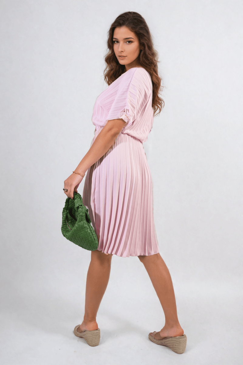 Short Sleeve Pleated Midi Dress - Toi ‘n’ Moi Ltd