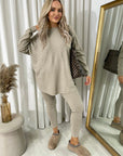 Oversized Rhinestone Detail Long Sleeve Top and Leggings Co-ord Set
