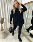 Oversized Rhinestone Detail Long Sleeve Top and Leggings Co-ord Set