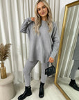 Oversized Rhinestone Detail Long Sleeve Top and Leggings Co-ord Set