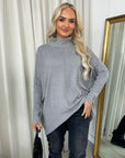 Rhinestone Detail High Neck Knitted Jumper