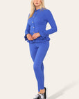 Long Sleeves Peplum Front Buttons Frilled Hem Lounge Wear Set - Toi ‘n’ Moi Ltd