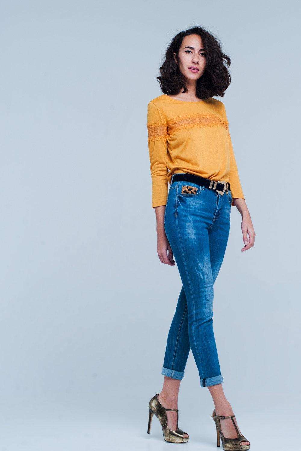 Skinny Jeans With Leopard Detail - Toi ‘n’ Moi Ltd
