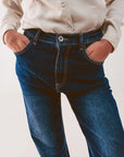 Jeans a gamba dritta anni '90 in blu scuro