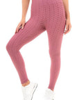 SOLID HONEYCOMB SEAMLESS LEGGINGS M DARK PINK - Toi ‘n’ Moi Ltd