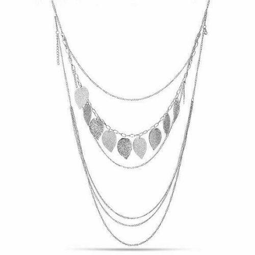 Aquarius Women Silver Leaves Pendant Necklace Jewellery Multi Layer Long Chain - Toi ‘n’ Moi Ltd