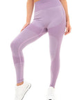MARL WITH RIB SEAMLESS LEGGINGS PURPLE M - Toi ‘n’ Moi Ltd