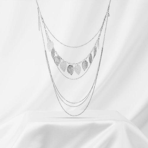 Aquarius Women Silver Leaves Pendant Necklace Jewellery Multi Layer Long Chain - Toi ‘n’ Moi Ltd