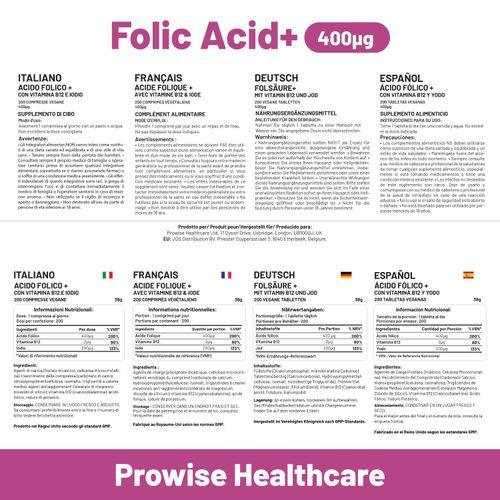 Folic Acid+ 400 mcg - Vegan Tablets with Vitamin B12 &amp; Iodine - Toi ‘n’ Moi Ltd